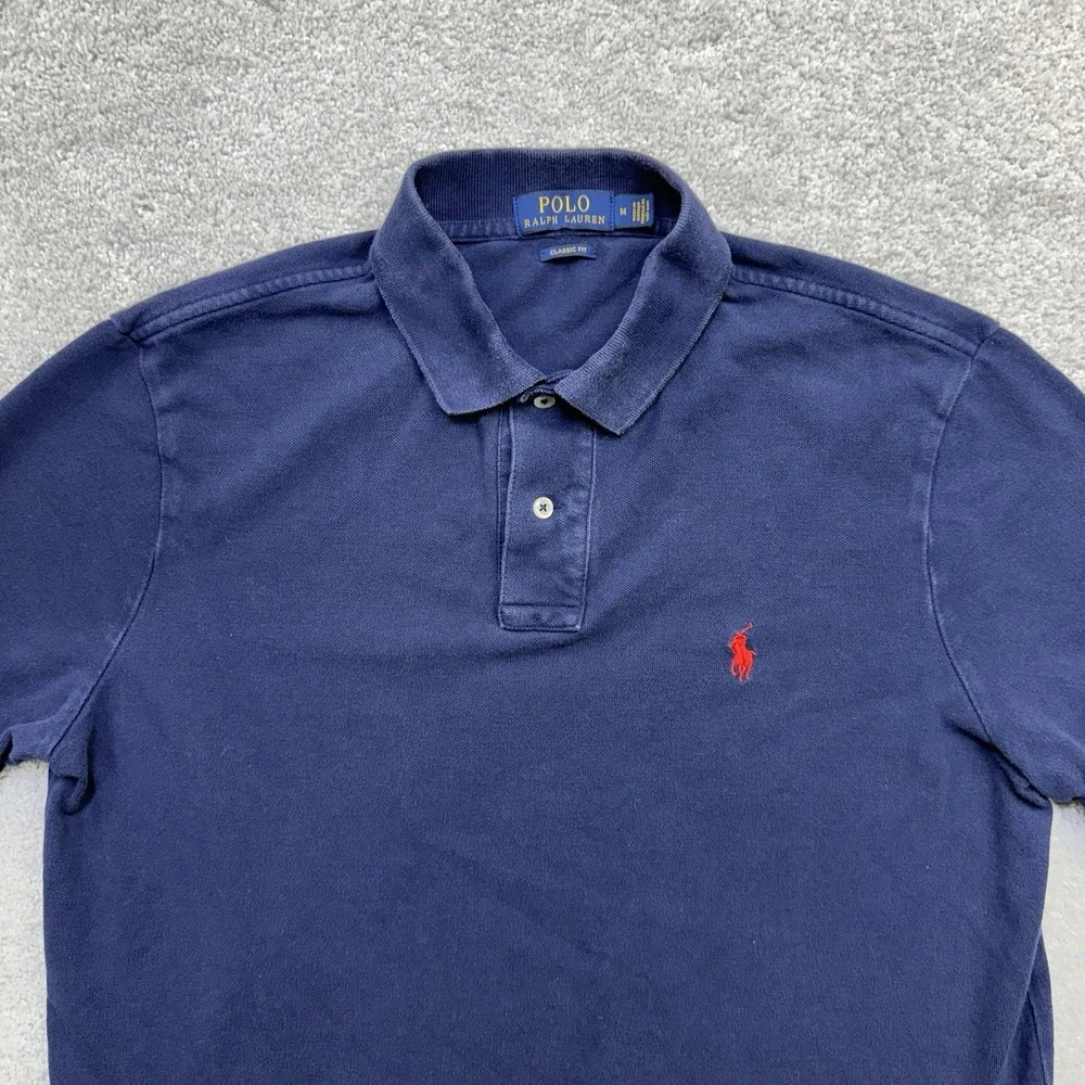 Polo Ralph Lauren Men Classic Fit Navy Blue Short Sleeve Polo Shirt Size M